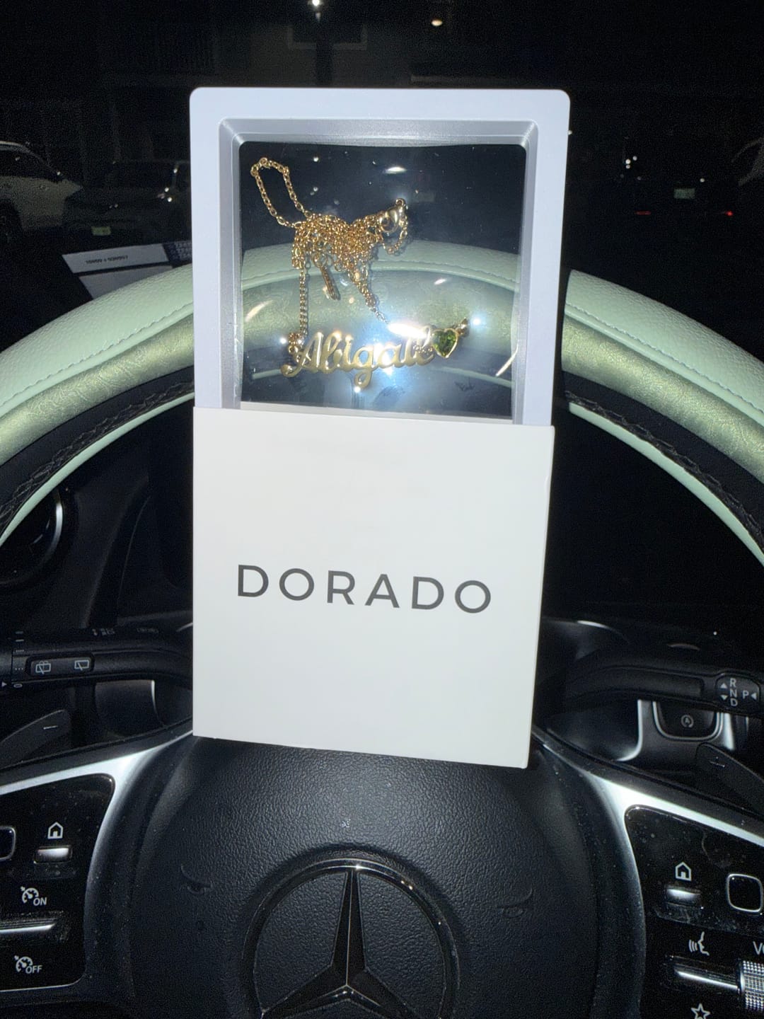 Customer photo review of Birthstone Name Necklace