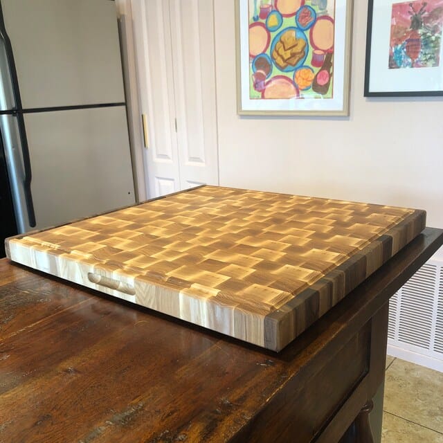 Customer photo review of Personalized Double-sided Walnut and Cherry End Grain Cutting Board