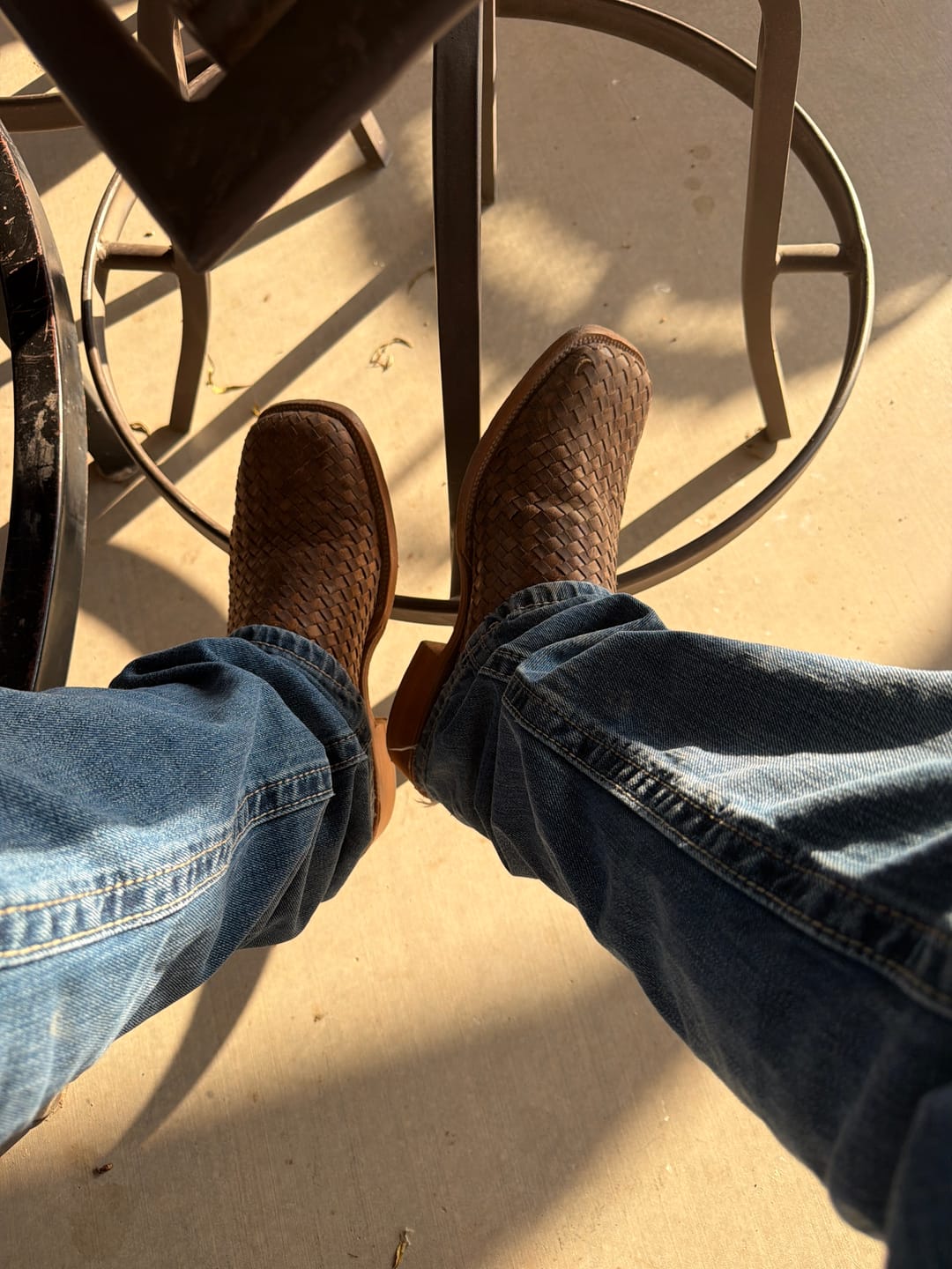 Customer photo review of Tan Basketweave Boots -Square Toe