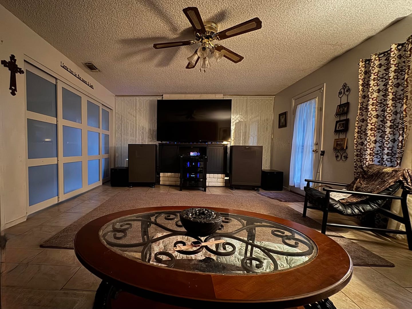 Customer photo review of TENONER White MDF 3-Lite Frosted Glass Single/Double Sliding Closet Door for Bedroom and Living Room - Space Saving, Pre-Drilled Panels
