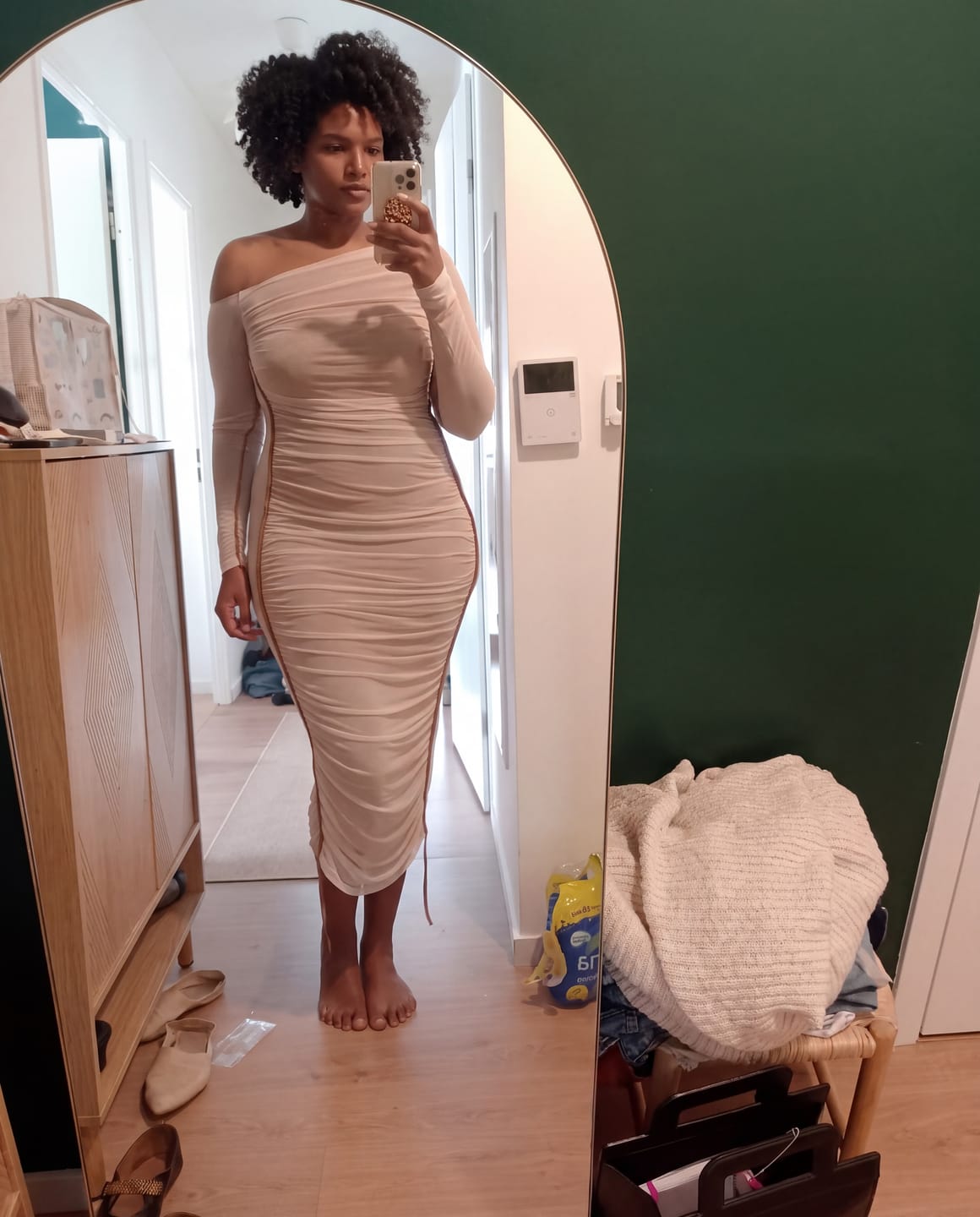 Customer photo review of Ivory Hourglass Midi Dress