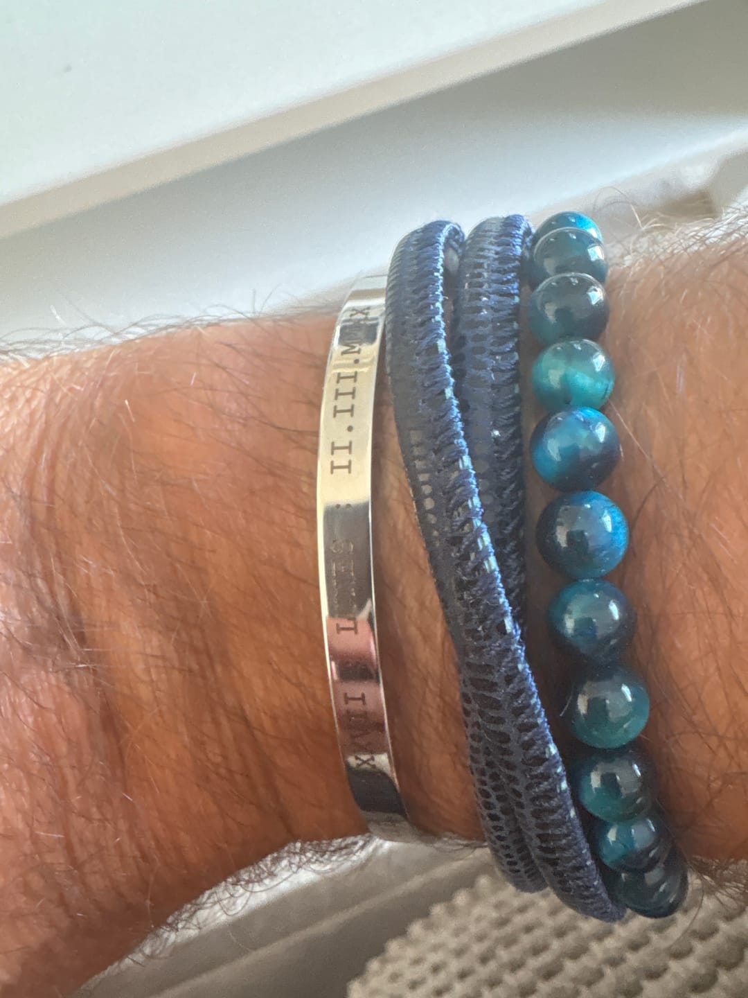 Customer photo review of Silver Personalised Cuff Bracelet