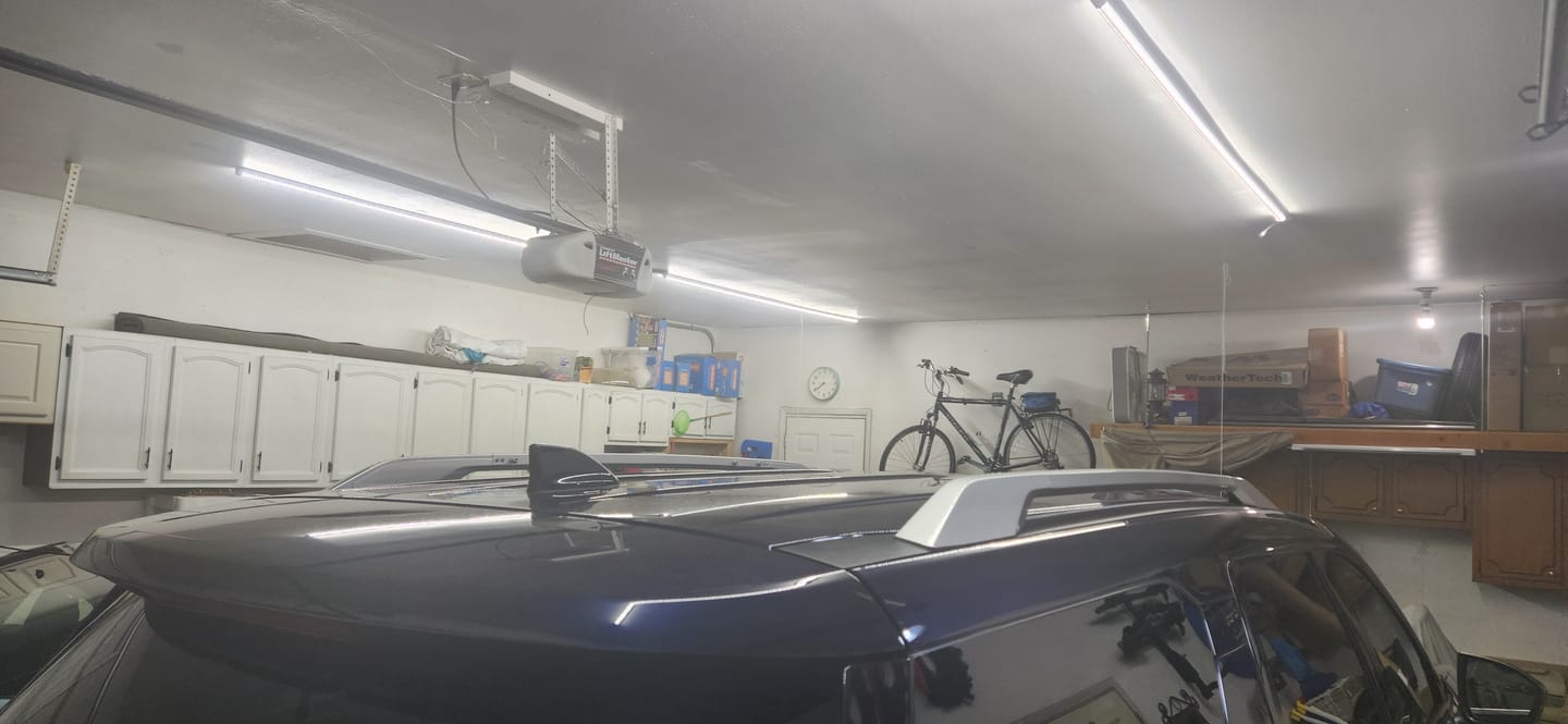 Customer photo review of T8 8ft Integrated LED Tube Light 60W V Shape 5000K Daylight White, Clear, Linkable LED Lighting for Garage Warehouse, Upgraded Shop Lights, Plug and Play