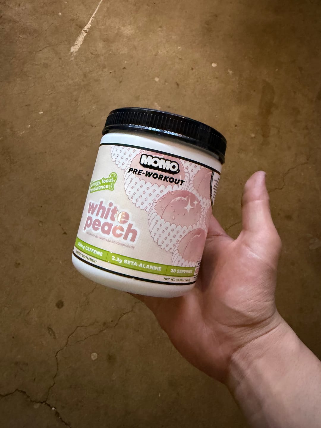 Customer photo review of MOMO® Pre-Workout | White Peach | 40 Scoops