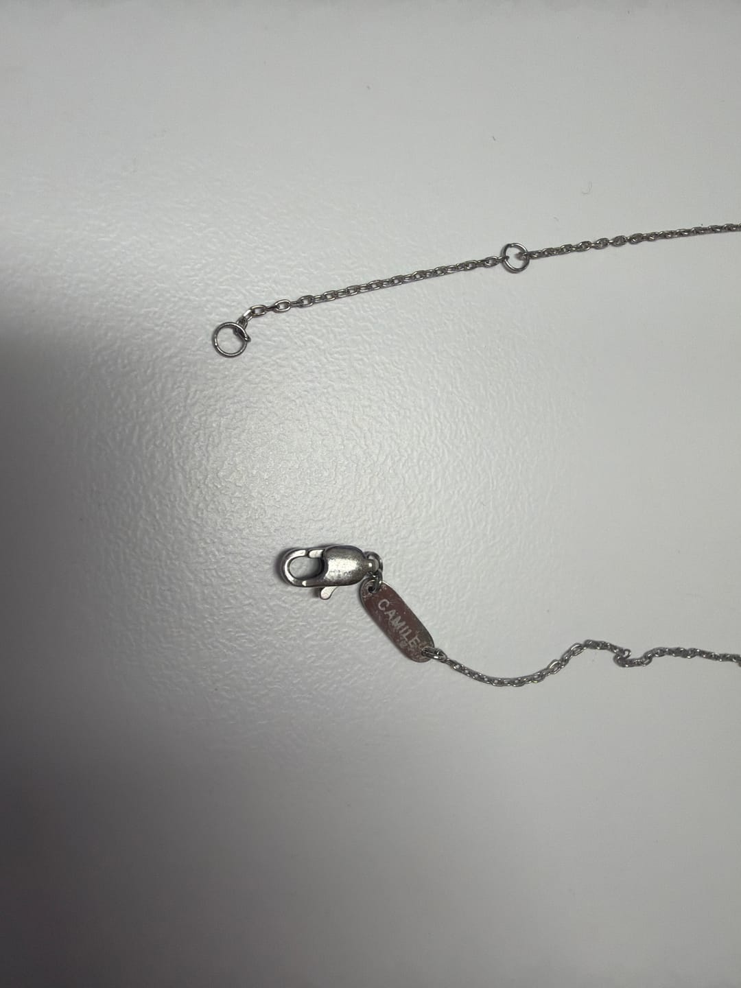 Customer photo review of Sideways Pave Letter Necklace