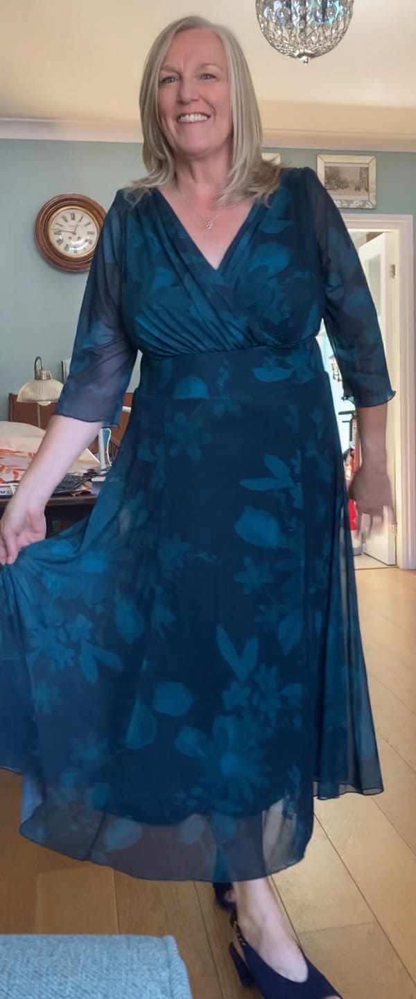 Customer photo review of Helena Green Tone Midi Dress