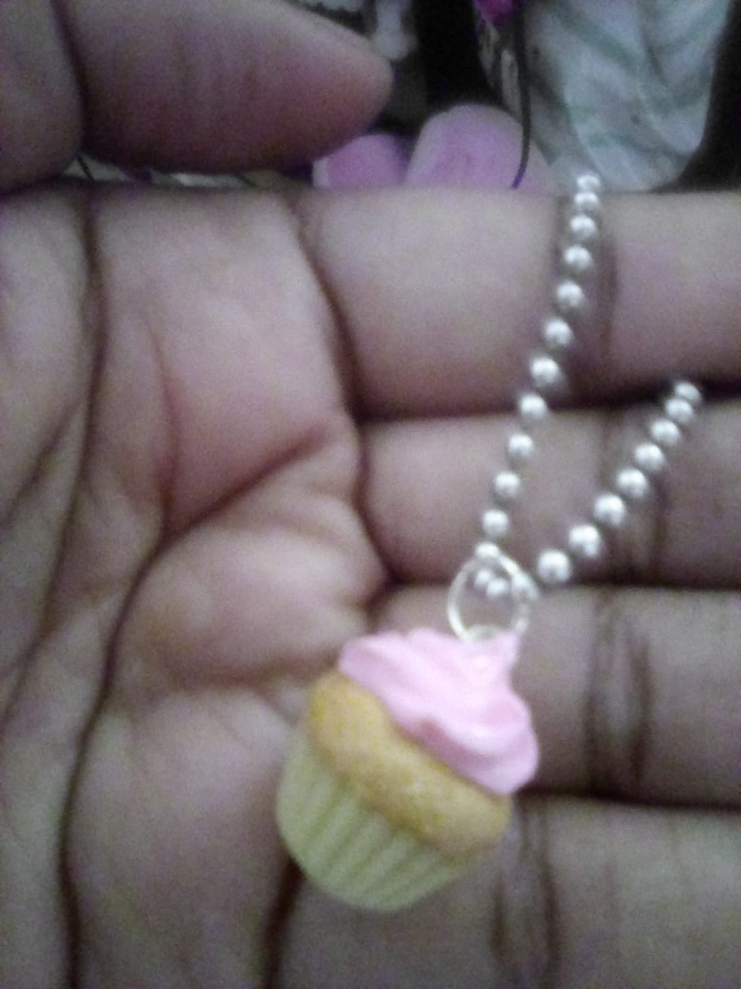 Customer photo review of Scented Birthday Cupcake Necklace