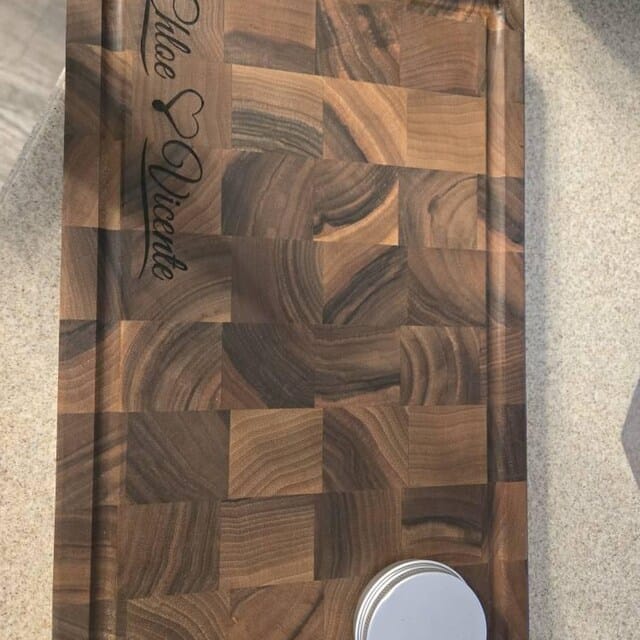 Customer photo review of Personalized Double-sided Walnut  End Grain Cutting Board