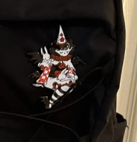 Customer photo review of Large Vampire Clown Enamel Pin!
