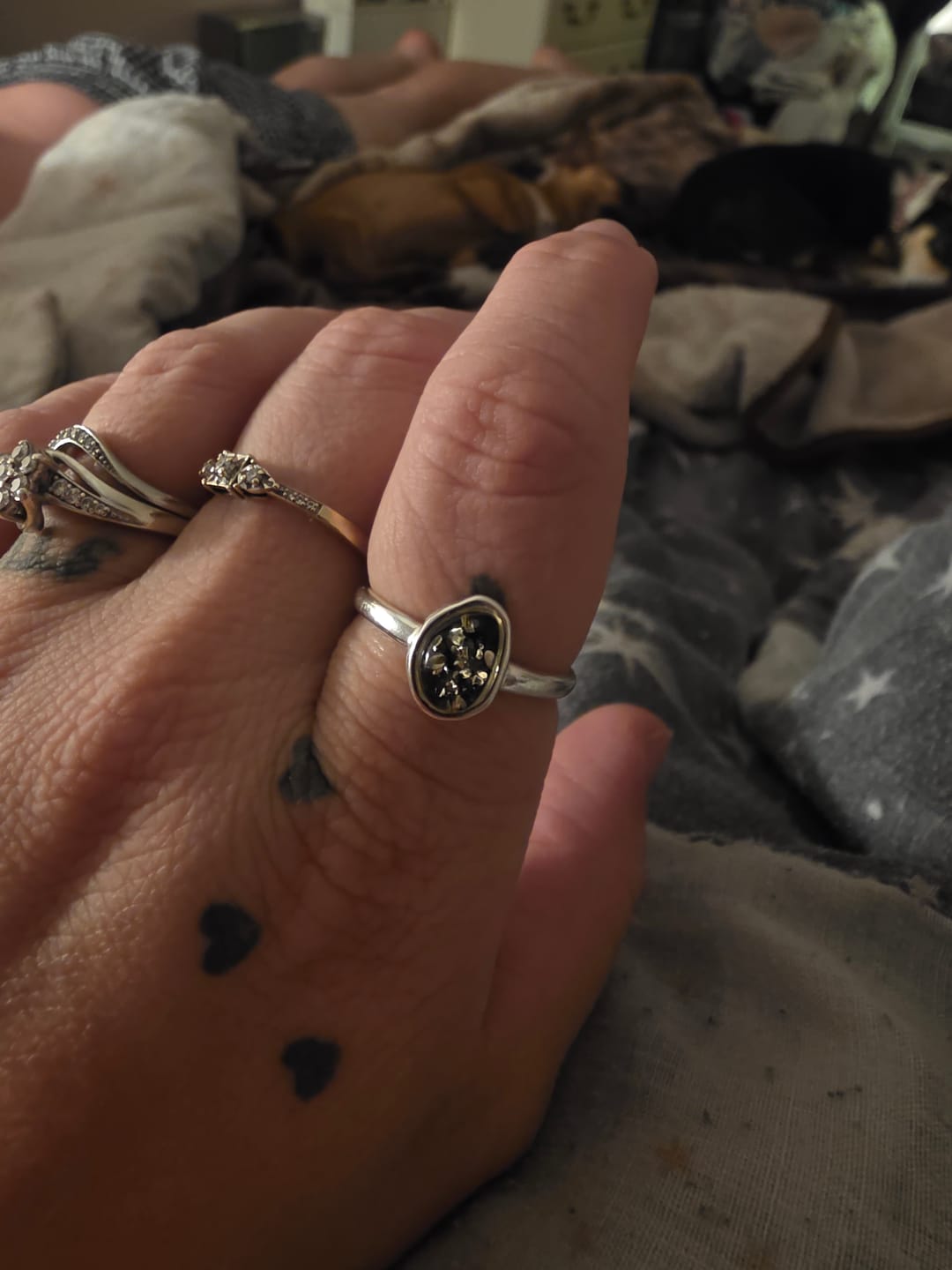 Customer photo review of Green Amber ELEMENT Stacking Ring