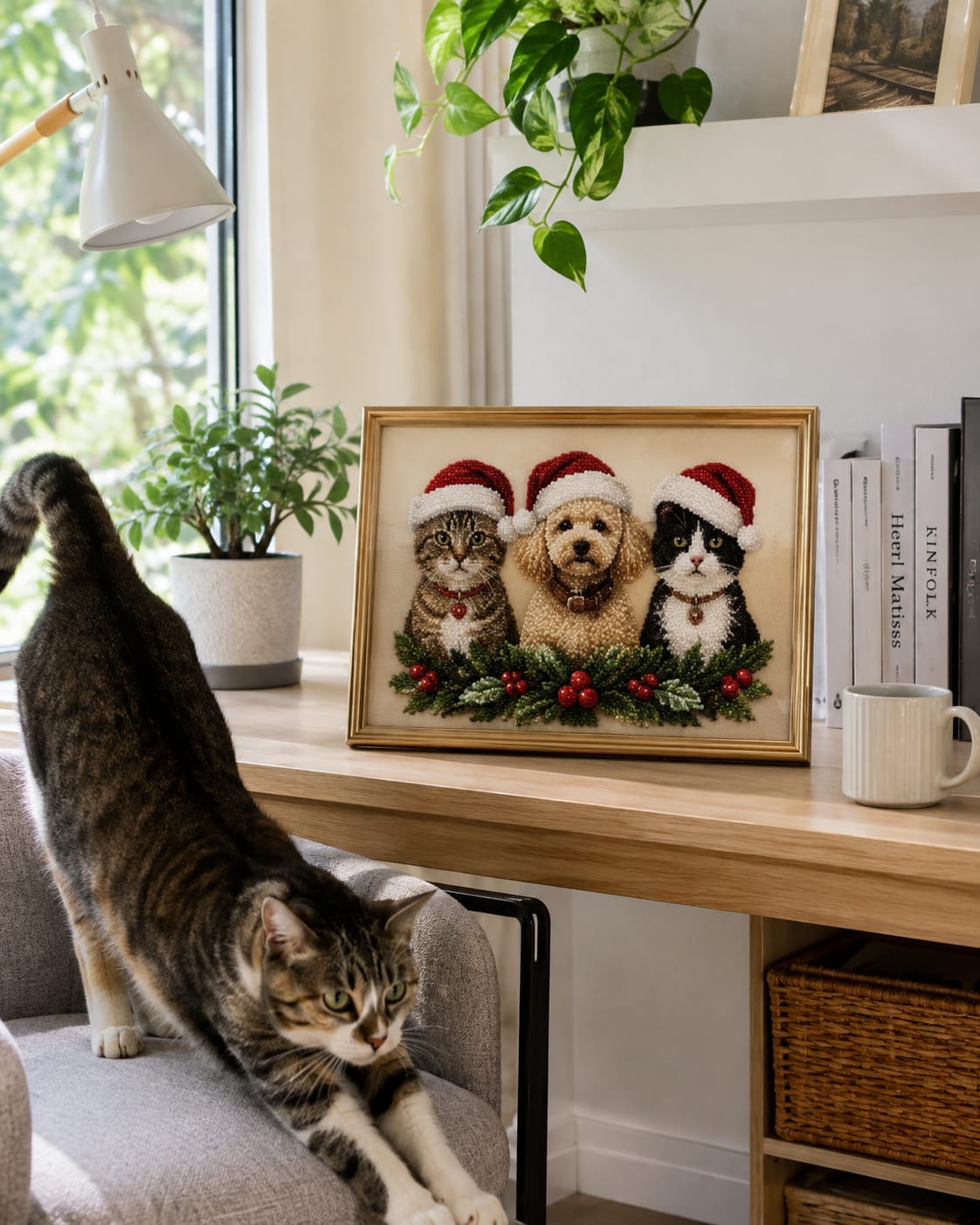 Customer photo review of Custom Christmas Pet Pearl Bead Portrait Perfect Gift For Pet Lovers