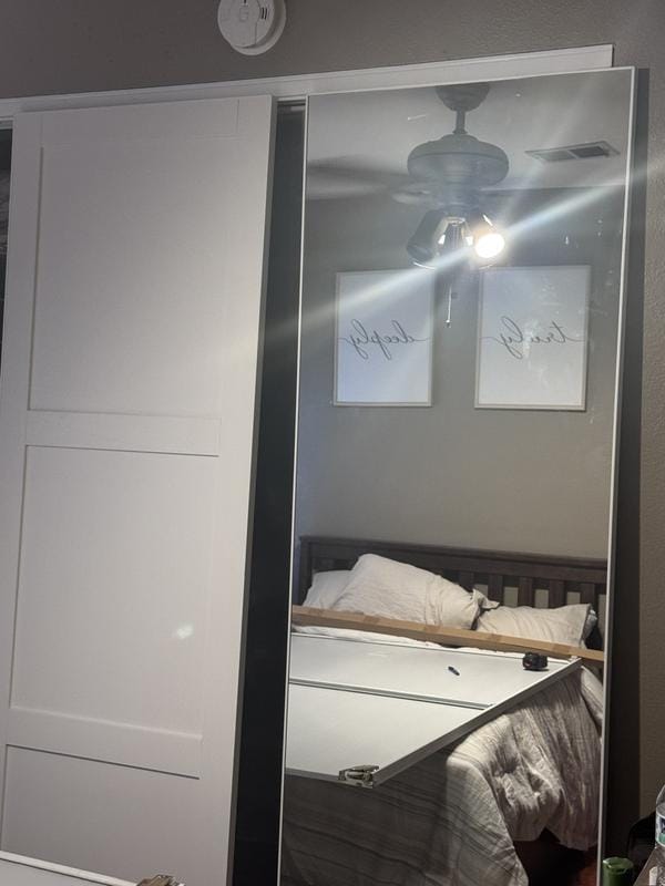 Customer photo review of TENONER Silver Aluminum Frame Mirrored Sliding Closet Door for Bedroom, Closet, and Living Room - Space-Saving, Durable