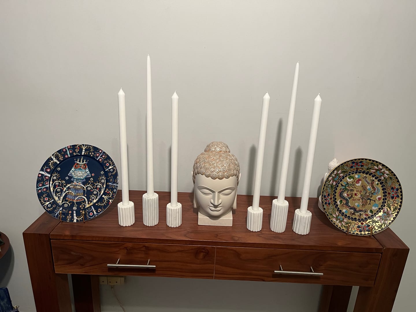 Customer photo review of White Marble Ribbed Taper Candle Holder 7x5cm