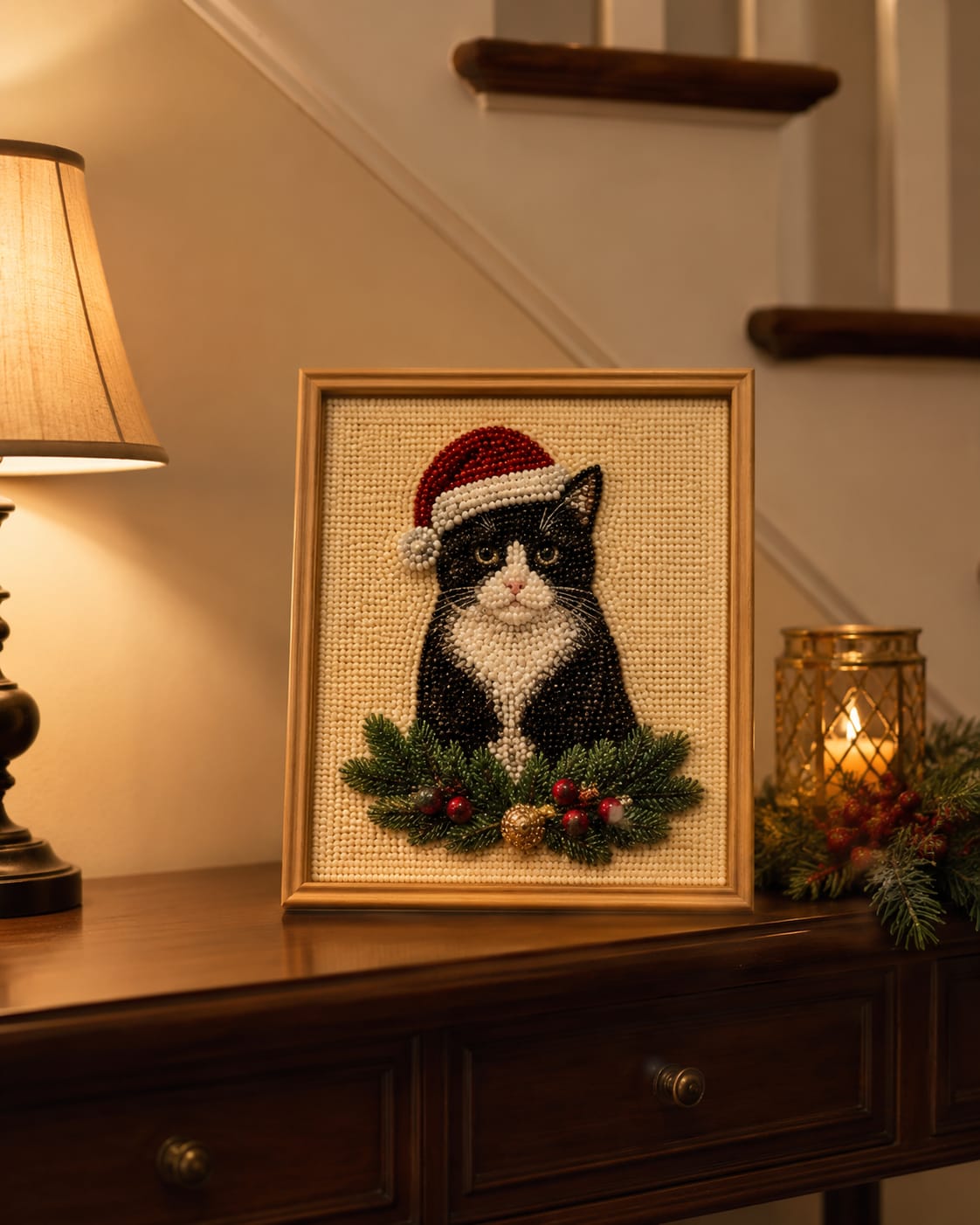 Customer photo review of Custom Christmas Pet Pearl Bead Portrait Perfect Gift For Pet Lovers