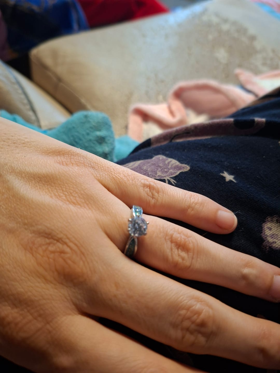 Customer photo review of Aurora Solitaire ring - Stainless Steel