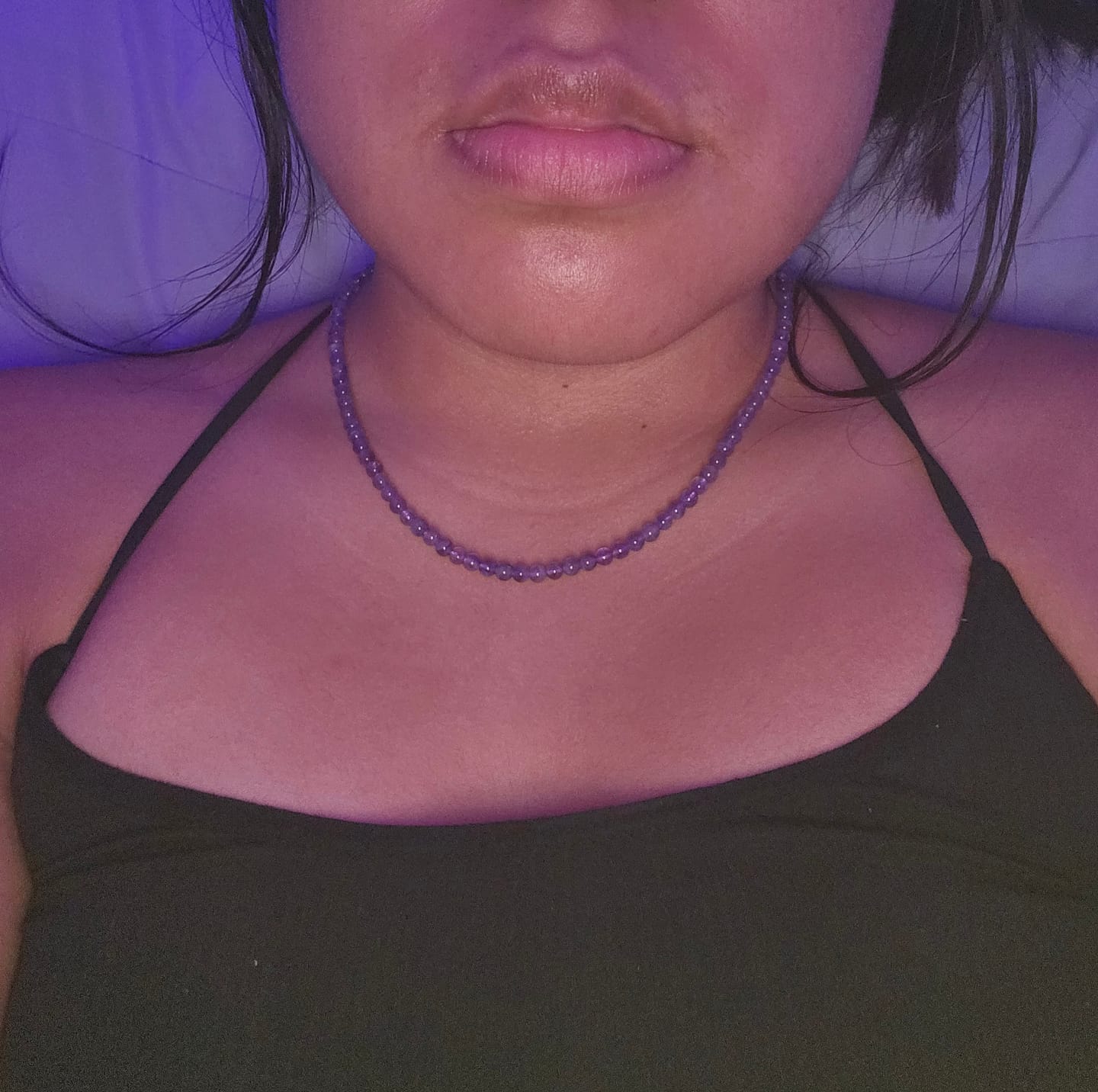 Customer photo review of Amethyst Beaded Necklace Mini
