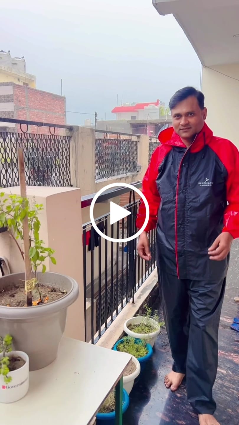 Customer video review of Black with Wine Red - Rain Jacket with Pant and Mobile Pouch