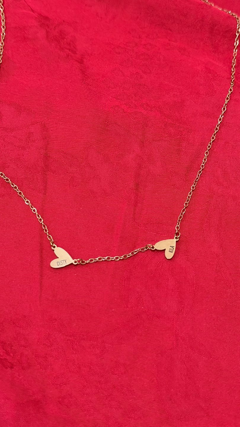 Customer photo review of Custom Engraved Heart Necklace