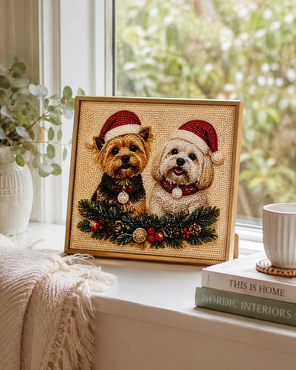 Customer photo review of Custom Christmas Pet Pearl Bead Portrait Perfect Gift For Pet Lovers