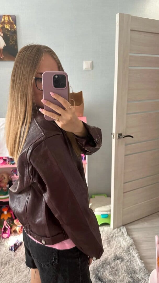 Customer photo review of Cherry Bomb Leather Jacket