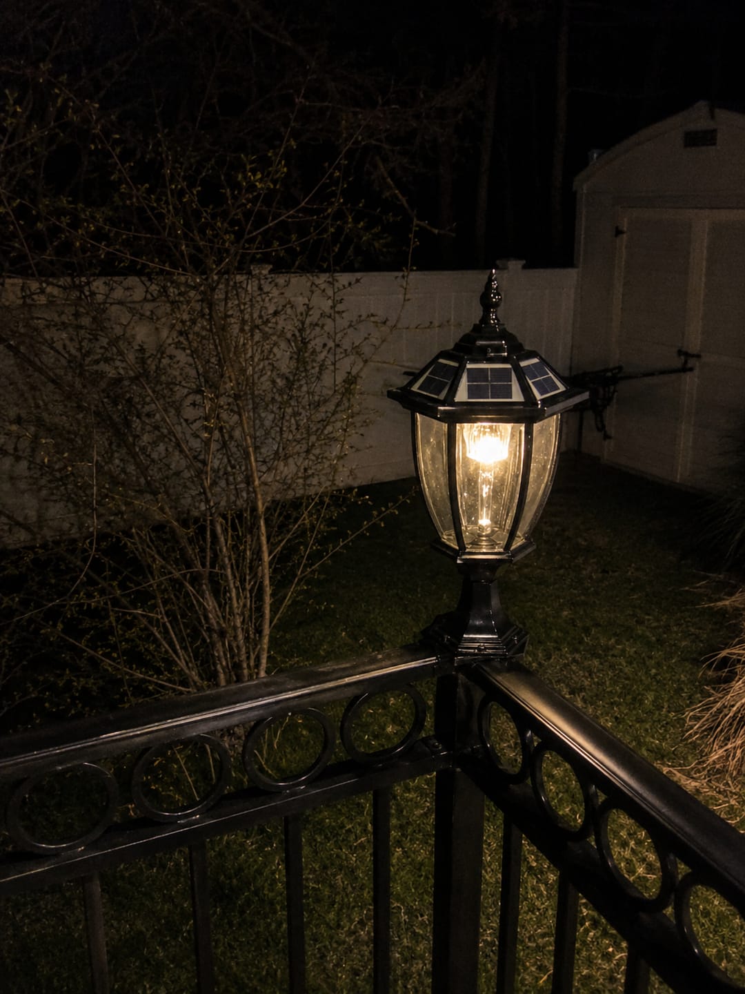 Customer photo review of Victorian Solar Pillar Light with Remote – Black Die-Cast Aluminium Outdoor Gate & Garden Lantern