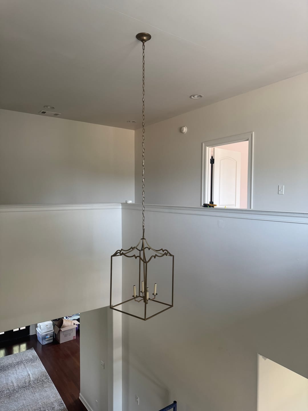 Customer photo review of French Distressed Gold Candle Square Lantern Chandelier