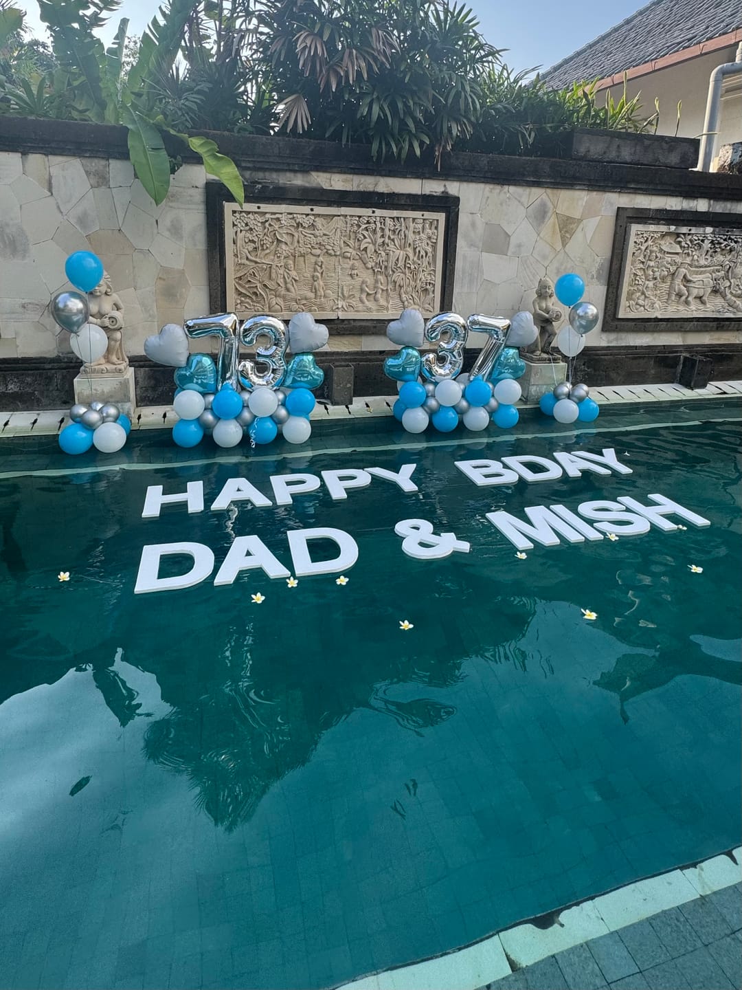 Customer photo review of Floating Letters – Custom Pool Message Setup