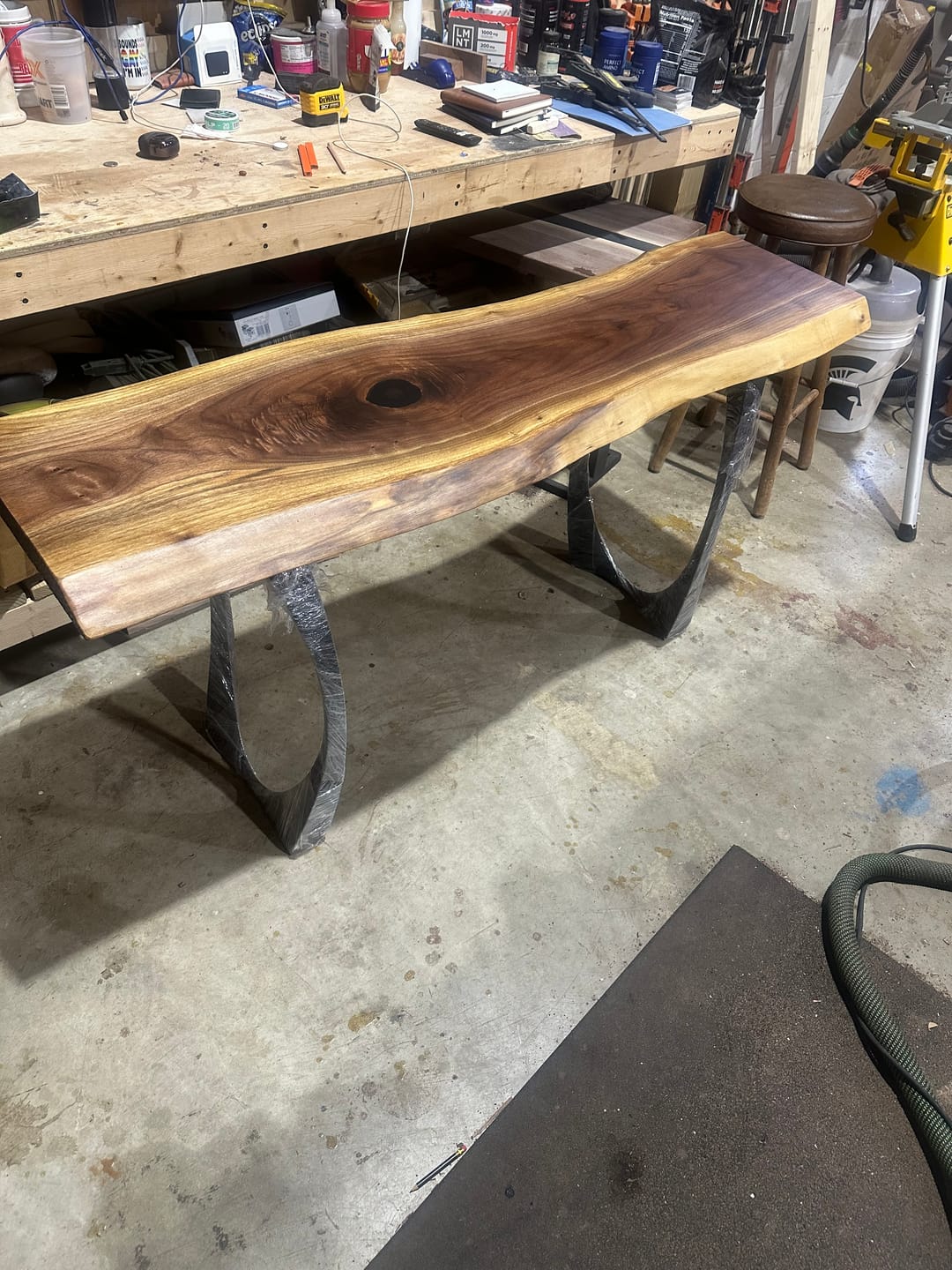 Customer photo review of Console Table Legs 211/204 Cleo 28'' H Modern Design for Live Edge Wood Slap Woodworking