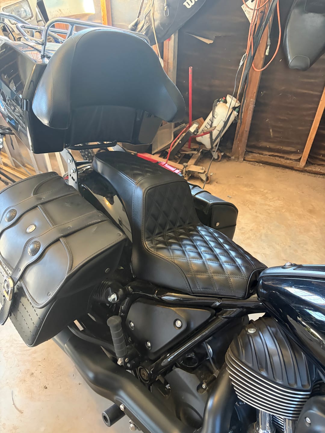 Customer photo review of Iron Born Diamond Stitch Indian Chief Dark Horse 2-Up Seat Black