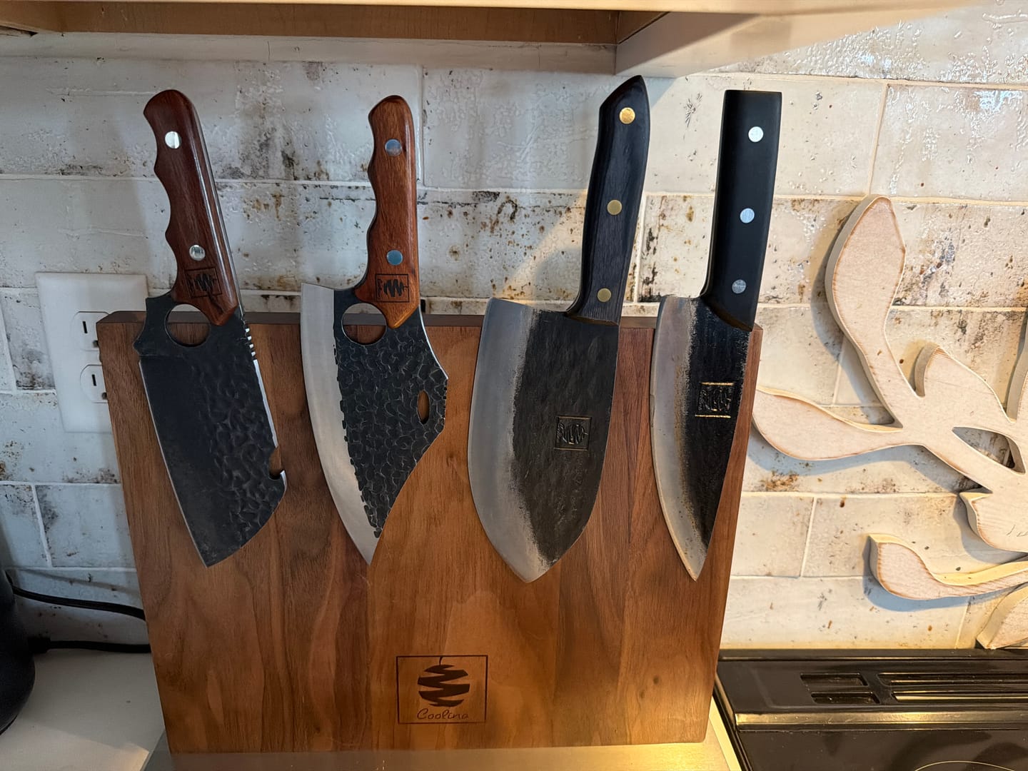 Customer photo review of Walnut Magnetic Knives Holder
