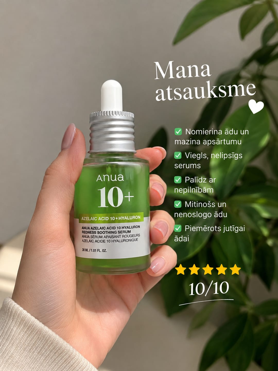 Customer photo review of Serums ar azelaīnskābi Anua Azelaic Acid 10 Hyaluron Redness Soothing Serum