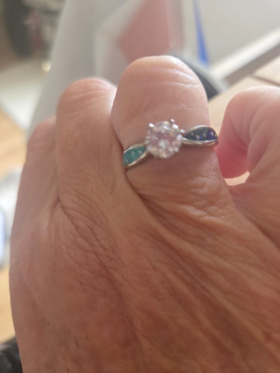 Customer photo review of Forever Yours Stainless Steel Solitaire Ring, suitable for 2 sets of ashes.