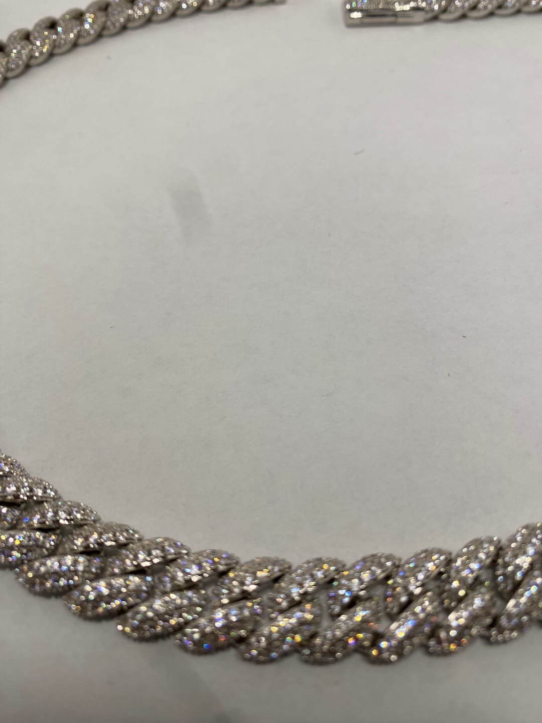 Customer photo review of 8mm Moissanite Cuban Link Chain - Silver - D Color - VVS1
