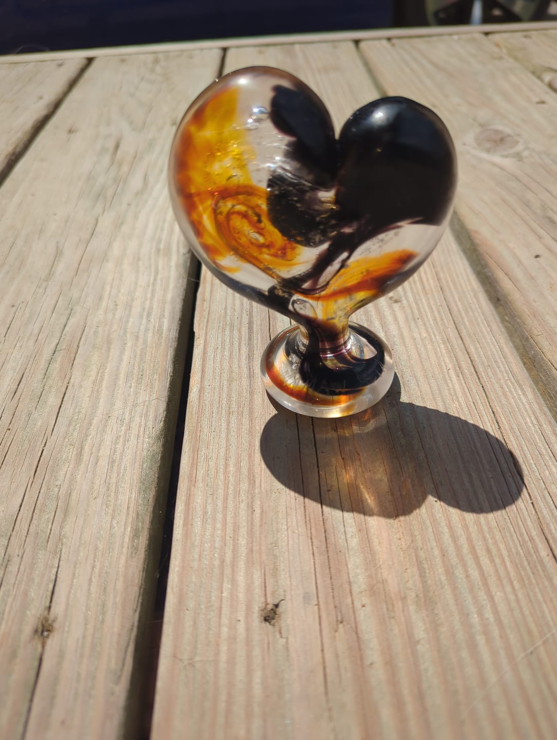Customer photo review of Glass Heart with Cremation Ash - Standing