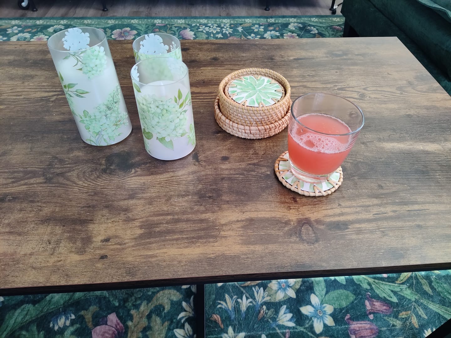 Customer photo review of Bliss Rattan Coasters (Set of 6)