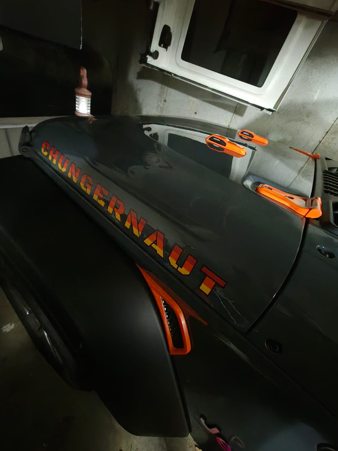 Customer photo review of Custom Hood Lettering | Inspired by Honcho Edition (Maroon, Orange & Yellow), Set of 2