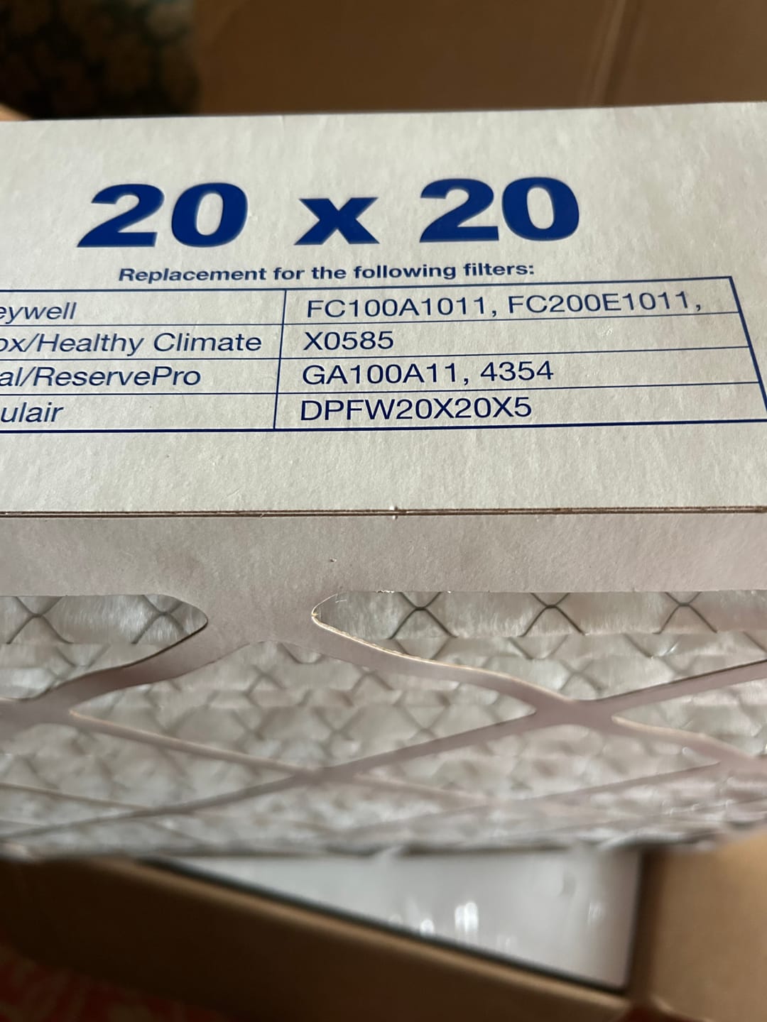 Customer photo review of 20x20x4 Air Filters
