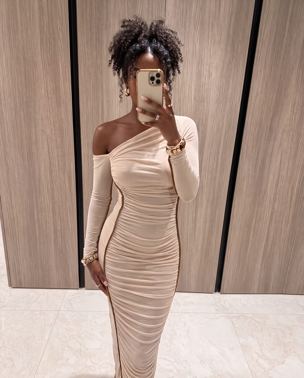 Customer photo review of Ivory Hourglass Midi Dress