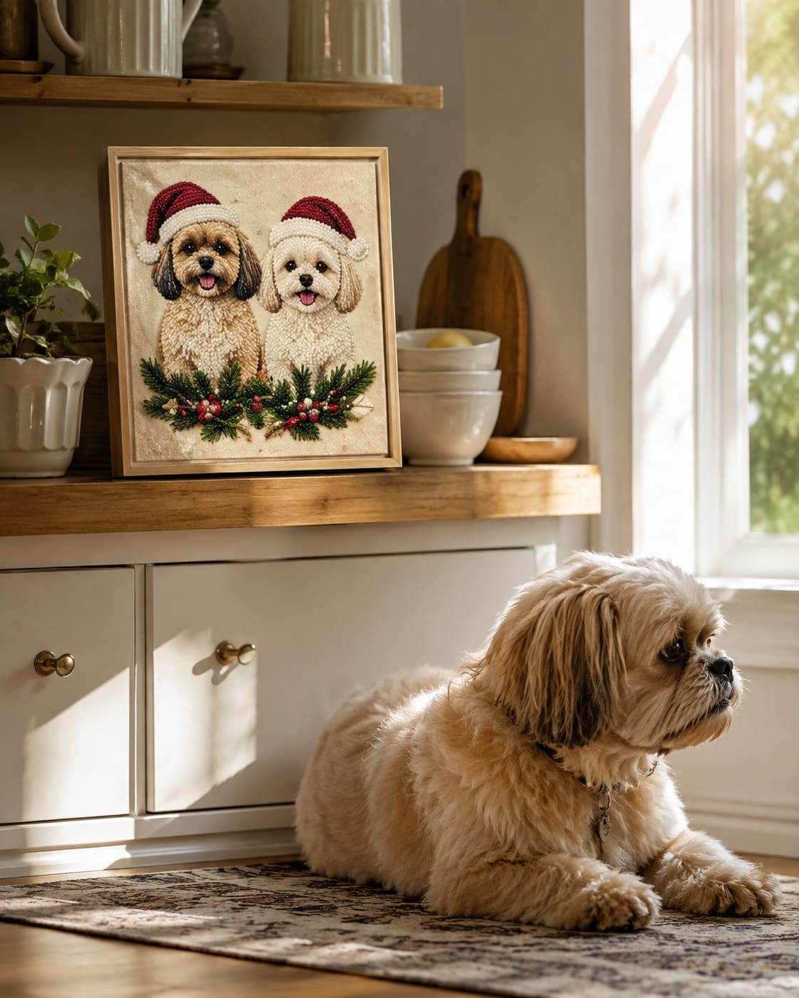 Customer photo review of Custom Christmas Pet Pearl Bead Portrait Perfect Gift For Pet Lovers
