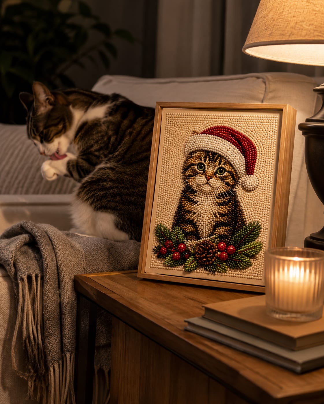 Customer photo review of Custom Christmas Pet Pearl Bead Portrait Perfect Gift For Pet Lovers