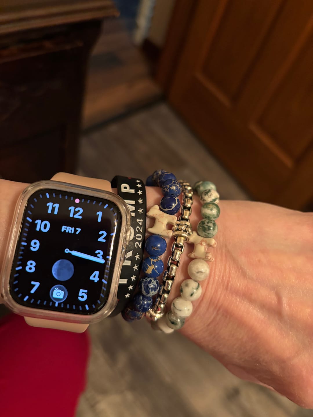 Customer photo review of Paw Print Beaded Stretch Bracelet - White Pine