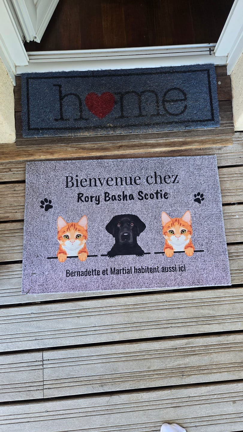 Customer photo review of Bienvenue chez - Paillasson personnalisé
