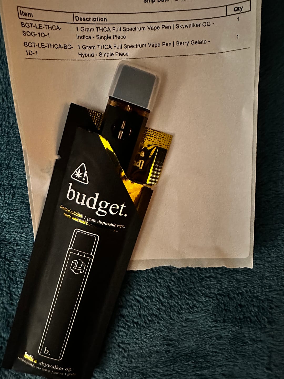 Customer photo review of 1 Gram THCA Full Spectrum Vape Pen | Skywalker OG - Indica
