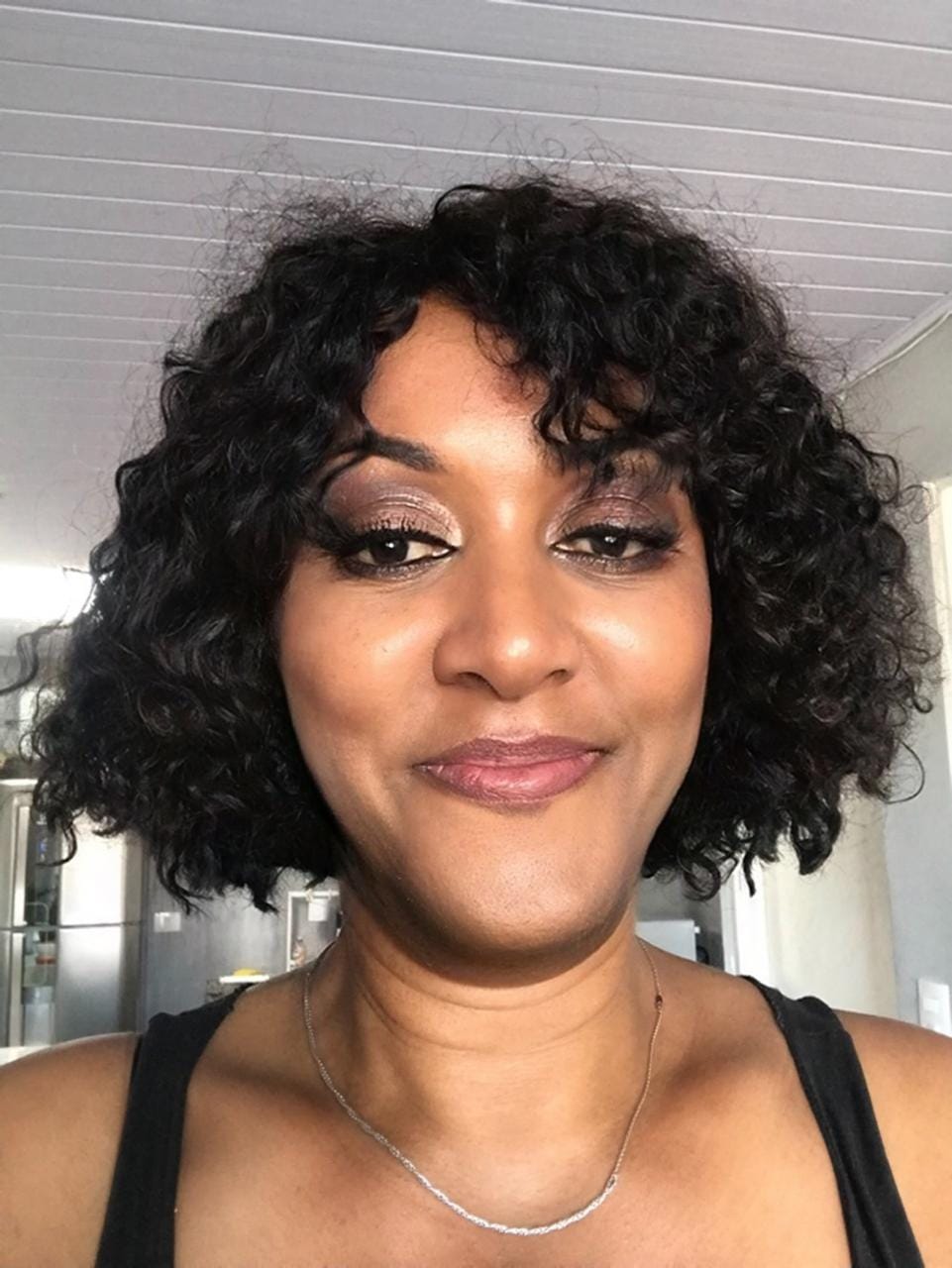 Customer photo review of Peruca Wig Humana Nataly Castanho Cacheada