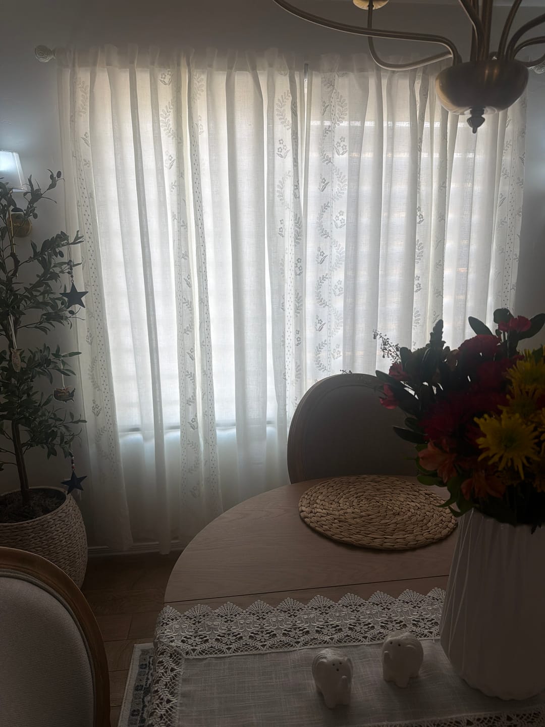 Customer photo review of Embroidered Floral Sheer Curtains