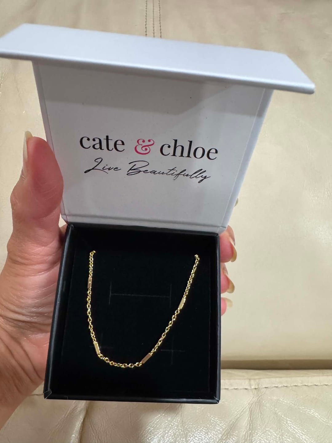 Customer photo review of Marlee 18k White Gold Plated Stacking Bracelet Chain