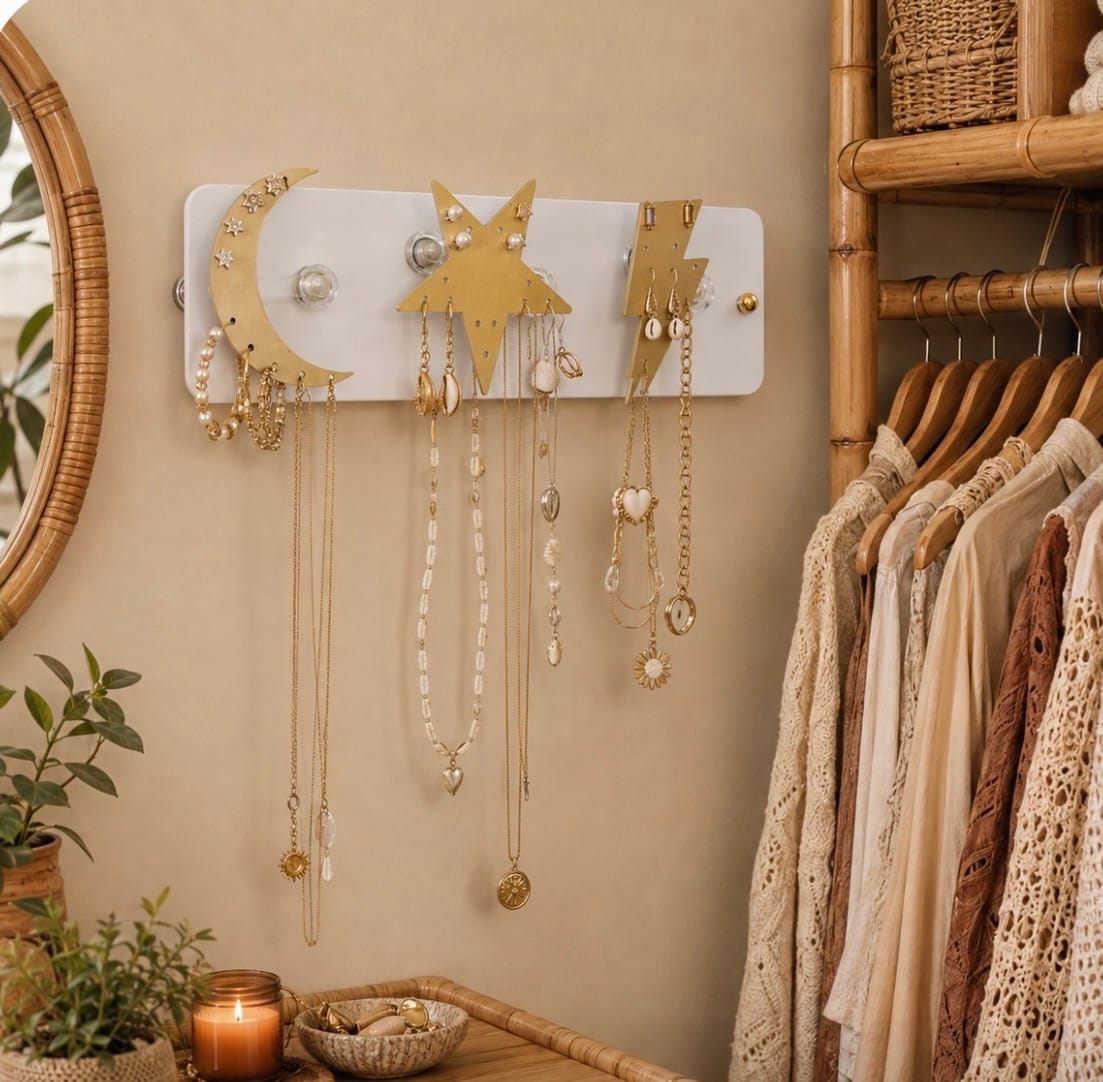Customer photo review of Small Wall Jewelry Organizer | Teen Girl Dorm Storage