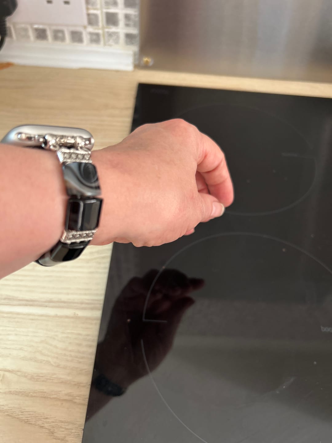 Customer photo review of Bohemian Noir Stretch Apple Watch Strap