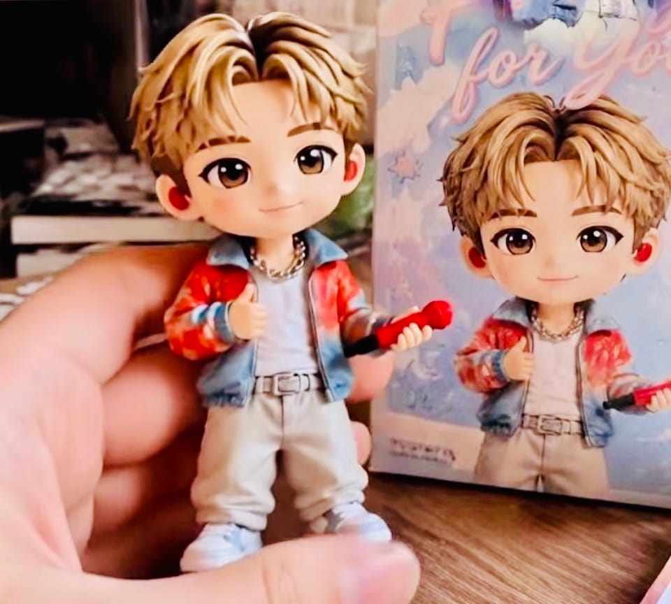 Customer photo review of Custom Chibi Figure Keychain - Personalized 3D Photo Miniature