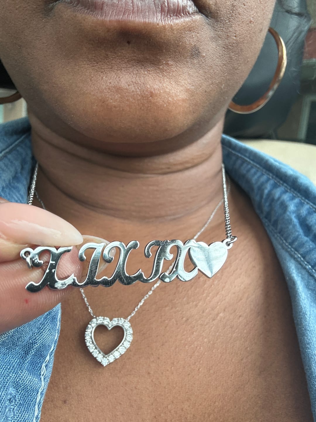 Customer photo review of Name Heart Necklace